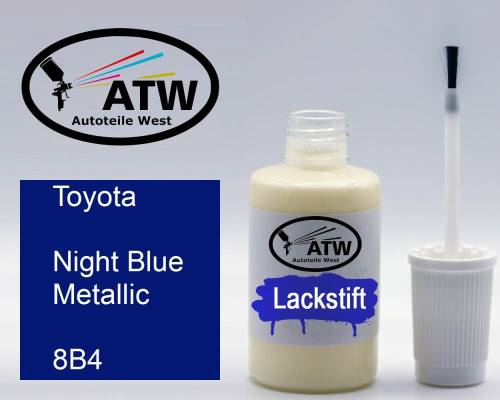 Toyota, Night Blue Metallic, 8B4: 20ml Lackstift, von ATW Autoteile West.